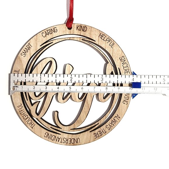 Wooden Christmas GiGi Ornament Laser Engraved Wood - Picture 2 of 6